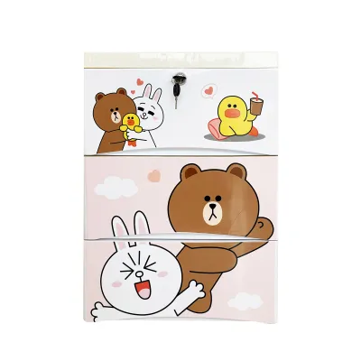 HEINOเพิ่มหนาลิ้นชักเก็บของลายการ์ตูน ตู้เสื้อผ้า ตู้เก็บของแบบหลายชั้น ลิ้นชักเก็บของ พร้อมล้อเลื่อน เป็นมิตรกับสิ่งแวดล้อม ล็อคได้
