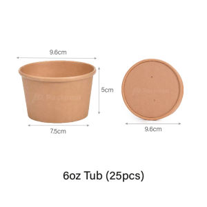 Kraft Paper Soup Tub with Lid - Brown Disposable Drinkware for Kitchen Use