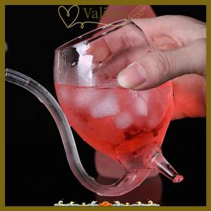 [Valitoo] Wine Whiskey Glass Heat Resistant Sucking Juice Milk Drinking Tube Straw Cup Creative Wine Glass High Quality Glass Cup