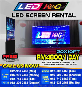 LED Rental Cabinet Series 10x20 Feet + LCD Standee 55" - One Day Rental