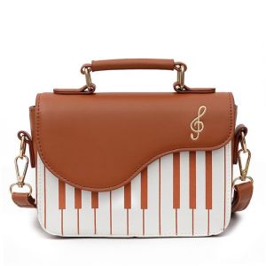 NG65D Large Capacity Piano Pattern Shoulder Bag Crossbody Vintage PU Leather Bag Fashion Elegent Mini Square Bag Girls