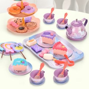 Bộ đồ chơi vali tiệc trà chiều bánh kẹo 48 món họa tiết Pony Unicorn chất liệu nhôm cao cấp