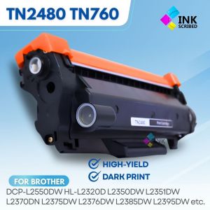 INKSCRIBED TN2480 TN760 Compatible Toner Cartridge for Brother HL-L2375DW HL-L2370DN HL-L2350DW DCP-L2550DW MFC-L2750DW