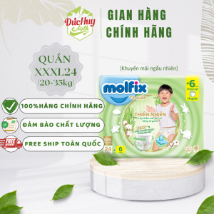 Tã quần Molfix Thiên nhiên M76+8 / L68+8 / XL62+8 / XXL56+8 / XXXL22+6 (khuyến mãi thay đổi theo từng đợt hàng)