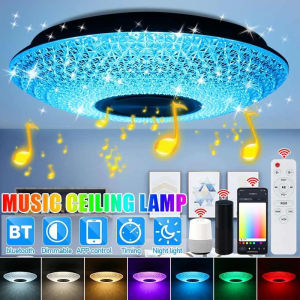 Angelila WiFi LED Ceiling Light 36W with Bluetooth Speaker with Remote Color ChangingRemote ControlSmartphone App Control Suitable for Kitchen Living Room Bedroom Childrens Room Corridor