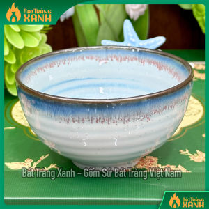 Bát Cơm/ Chén Cơm Men Hỏa Biến Lam Ngọc – Thanh Ngọc – Bạch Ngọc | Bát Ăn Cơm Gốm Sứ Bát Tràng Cao Cấp Phi 11cm Cao 6cm