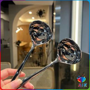 AIK ช้อนซุป ช้อนสแตนเลส ช้อนตักซุปสไตล์เกาหลี ขนาดใหญ่ ด้ามยาว Scoop