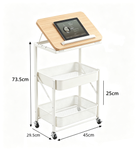 3 Tier Rolling Cart Organizer Wooden Tabletop Trolley Cart Moving Rack With Wheels Coffee Tea Table Bar Cart Snack Cart for Home Bedroom Kitchen Office
