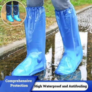 100pcs Waterproof and Anti-Slip Disposable Rain Shoe Cover Transparent Plastic Foot Cover for Outdoor Disposable Waterproof Rainproof Shoe Covers Portable Anti-Slip Transparent Plastic Foot Covers