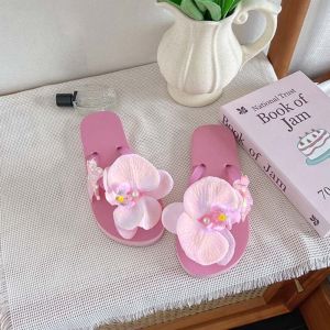 REEBO Vacation Flower Flip Flops Waterproof Beach Moth Orchid Sandals Holiday Flat Butterfly Orchid Slippers Girls