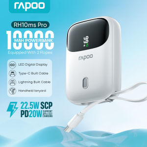 Rapoo RH10ms Pro 10000mAh Powerbank  PD20W Lightning and Type C Power bank with Digital Display Portable