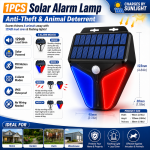 【24H SHIP】129dB Solar Alarm Light Motion Sensor IP65 Waterproof Wireless Anti Theft Security Lamp Animal Repellent
