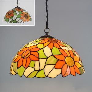 40cm Big Size Vintage Pendant Lights Mediterranean Baroque Stained Glass Hanging Lamp Led Kitchen Lighting Fixtures Home Loft DecorFast shipping