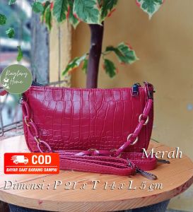 Tas Selempang Wanita Lebaran Slingbags Croco Rantai Kombinasi