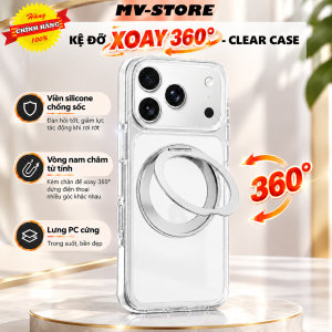 Ốp Lưng Trong Suốt Kệ Xoay 360° Từ Tính Viền Dẻo Chống Sốc Cho 18 17 16 15 14 13 12 Pro Max Plus MVSTORE