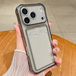 Card Slot Shockproof TPU Phone Case For iPhone 17 Air 15 14 13 11 12 16 Pro Max Plus Mini XS Max Transparent Silicone Soft Cover