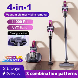 4 in 1 Strong Suction Vakum Mesin Cordless Handheld Vacuum Cleaner Dust Mite remover rumah Mop for sofa Bed carpet wet and dry wireless Rechargeable heavy duty Use For Home Low Noisy Portable 11000Pa
