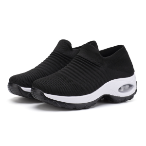 Women Fashion Trending Sock Shoes Lightweight Breathable Thick Sole Casual Black Rubber Shoes For Women Size 35 To 40
