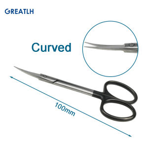 10cm Two Types Stainless Steel Cut Tissue Scissors Curved Straight Surgical Scissors Black Handle Autoclavable