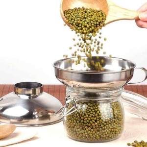Stainless Steel Wide Mouth Funnel Salad Dressing Jam Large Diameter Multi-function Oil Rice Beans Funnel Kitchen Tool