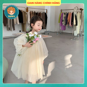 Đầm váy trắng kem xoè phồng cho bé gái