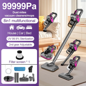 【SG STOCK】8in1 Cordless dust Mite Vacuum Cleaner 99999pa Mop Vacuum UV99.9% Mite Remover Bed Mattress Vacuum Cleaner 吸尘器
