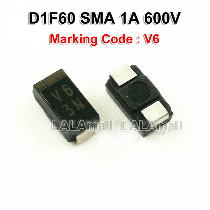 10pcs D1F60 V6 SMA DO-214AC 1A/600V Rectifier Diode new original Marking Code V6