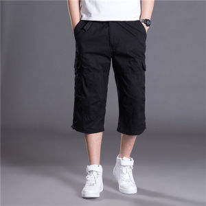 Naimo Mens 3/4 Long Shorts Elastic Waist Cargo Combat Three Quarter Pants