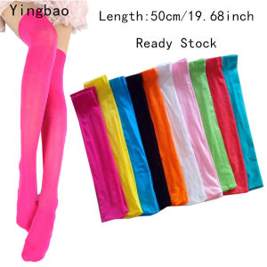 Yingbao Velvet Over Knee Long Socks Women Ladies Thigh High Striped Plain Stockings Japanese Style