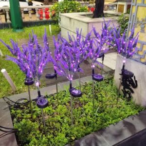 YERZ Purple LED Solar Lavender Light Flower Shape Waterproof Design Solar Decoration Light Decorative Light 1PC Unit Solar Stake Light Outdoor Garden