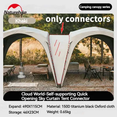 Naturehike CLOUD WORLD Series Modular Outdoor Camping Automatic Tent Canopy Multi-Functional Module Splicing Unlimited Connection Self Standing Fast Build Awning Canopy Bedroom Large Space Waterproof Black Vinyl Coated Sunscreen Boundar