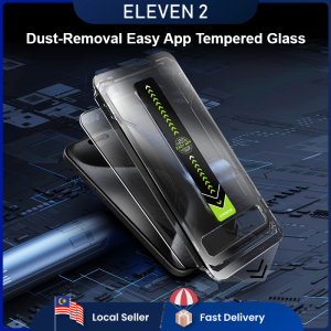 ELEVEN 2 Easy Installation Dust-Removal Tempered Glass Kit for iPhone 16 15 14 13 12 Pro Max / 14 15 Plus Screen Protector