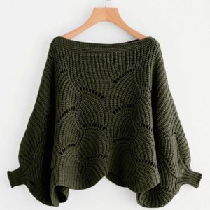 Casual Korean Style Puff Long Batwing Sleeve Knitted Oversize Loose Blouse Women Plus Size Outerwear Lantern Lengan Baju Wanita Fit Knitwear Sweaters Baggy Knit Crop Tops