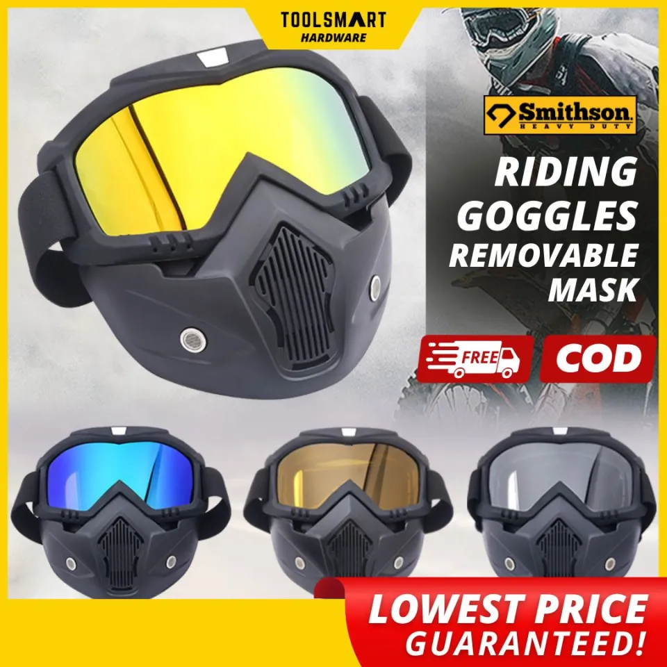 SMITHSON】Motorcycle Helmet Riding Goggles Glasses with Removable