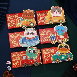 UNDERGR ซองแดงอั่งเปา envelope money 2026 6pcs ทองทองทอง ซองงูสีแดงลายการ์ตูน 3D แข็งและแข็งแรง กระเป๋าเงินนำโชค สร้างสรรค์และสร้างสรรค์ หนาขึ้น Bao 2025ปี