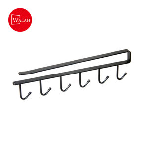 6 Hook Steel Nail Free Storage Rack Multi-purpose Hanging Kitchen Rack Coffee Cup Mug Holder