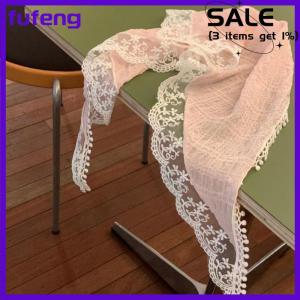 fufeng French Style Lace Flower Pattern Triangular Scarf Headband Lolita Silk Scarf Headdress Turban Womens Fashion Hair Accessories