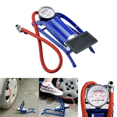 NEX Multi-Purpose Air Foot Pump High Pressure Portable Foot Tire Pump for Car/Bike/Ball/MTB/Motorcycle/Automobiles Mini Bicycle Tire Inflator Pump【Blue】