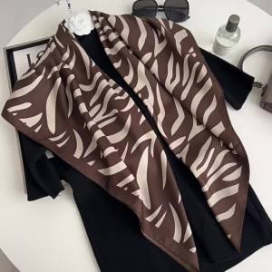 Zebra Stripes Square Hijab 90x90cm Lightweight Satin Scarf Fashion Sunscreen Shawl Neck Wrap for Women Office Daily