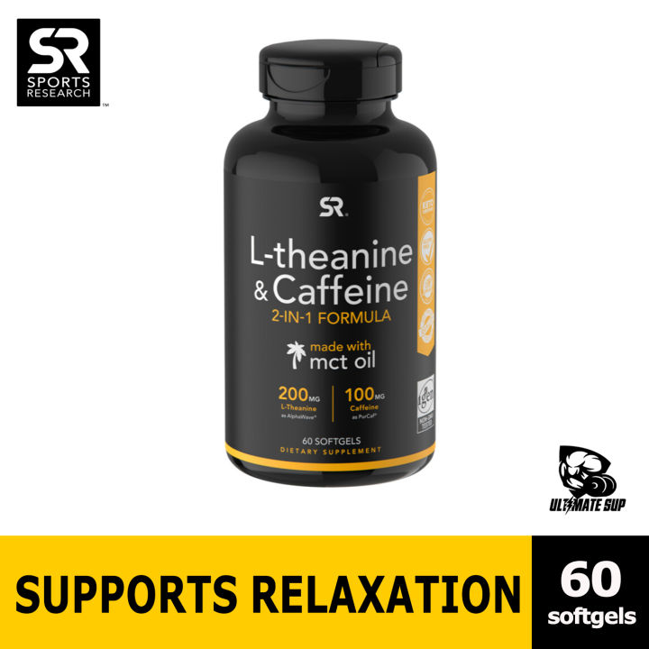 Sports Research, L-Theanine & Caffeine with MCT Oil, Support Energy