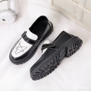 Size 36-44 Mens Fashion Thick Soled Leather Shoes Business Formal Shoes Retro School Student Loafers