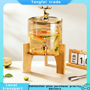 High temperature resistant glass drink bucket with tap large capacity juice pot brewing bucket