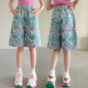 2026 Summer Fashion Teens Girls Denim Shorts Clothes New Arrival Kids Child Elastic Waist Star Design Shorts Age 5-14 Years Old