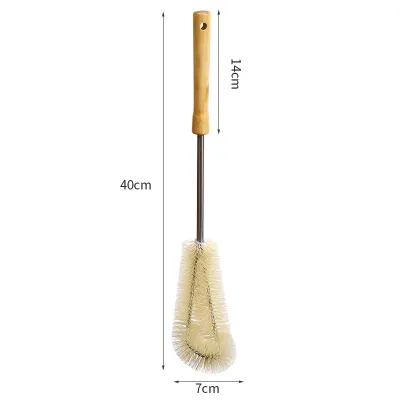 Bottle Brush Cleaner with 40cm Long Wooden Handle Water Bottle Cleaning Brush Natural Bristle Kitchen Scrub Bottle Brush for Cup Jug Teapot Pot