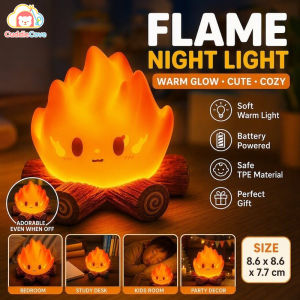 CuddleCove Flame Night Light Cartoon Campfire LED Lamp Warm Glow Soft TPE Battery Powered Kids Room Decor