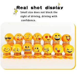Emoticon Spring Dolls Car Decoration Funny Shaking Head Spring Doll Figurines Car Rocking Emoji Bags Toys