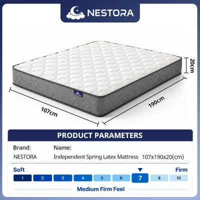 NESTORA 8 Inch Pocket Spring Mattress Hotel Comfort & Latex Foam Single Super Single Queen Mattress