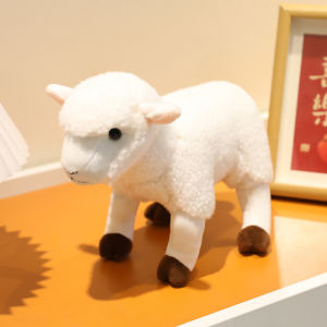 JOJO CASTLE 18/30cm Lifelike Sheep Plush Toy WhiteBlack Simulated Goat Plush Doll Sheep Pendant Stuffed Animal Toy Birthday Gift For Kid