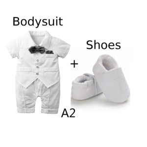 baptismal suit baby boy clothes souvenirs for christening Shoes outfit romper baptismal birthday white set for kids and shoes㏇X0422