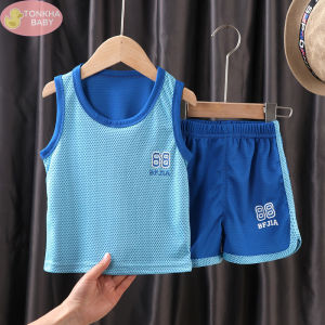 ชุดกีฬาเด็ก แขนกุด ชุดเด็ก ฤดูร้อน เสื้อแขนกุด กางเกงขาสั้น ชุดเด็ก เนื้อผ้าทอ ทนทาน ยืดหยุ่น ระบายอากาศได้ดี เสื้อกล้ามเด็ก